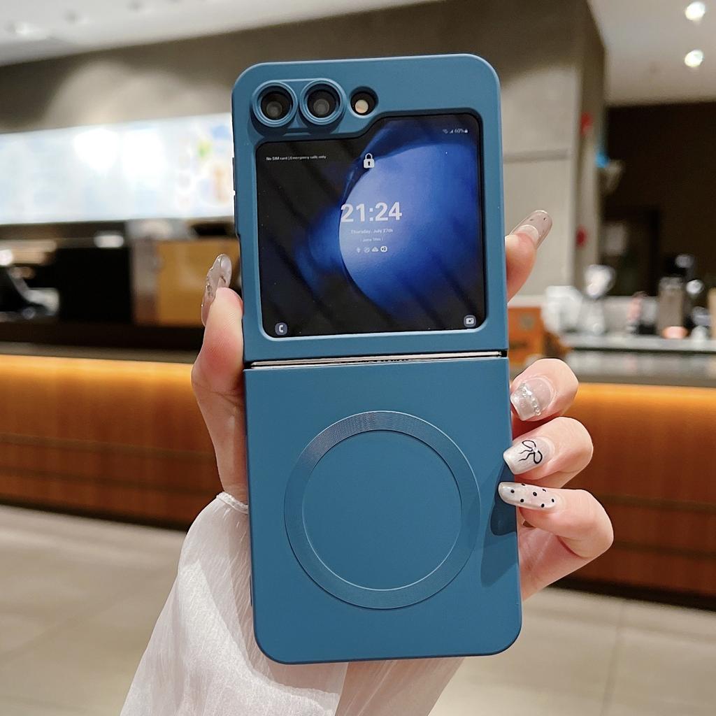 Magsafe Is Suitable for Samsung ZFlip7 Liquid Silicone Mobile Phone Case ZFlip5 Magnetic Suction Hole ZFlip6 Anti Fall