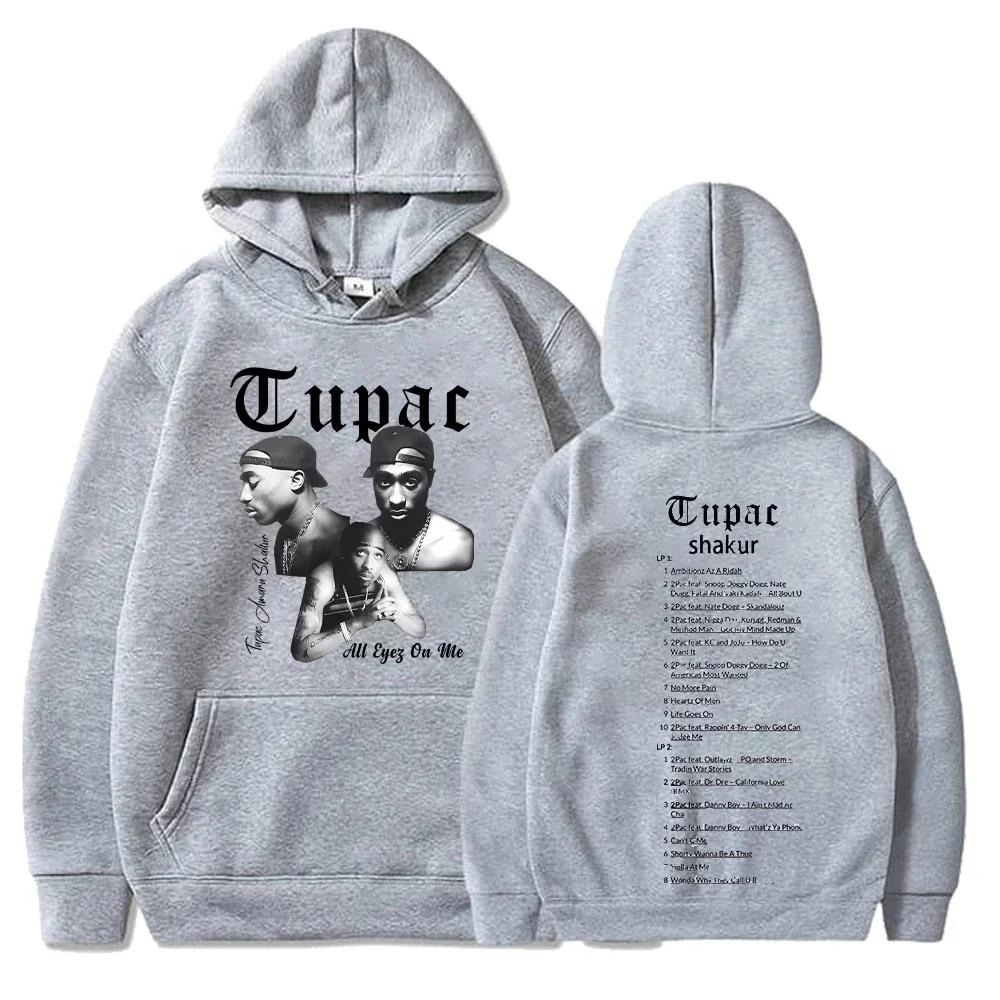 Felpa con Cappuccio Tupac Shakur Uomo Donna Stampa Grafica All Eyez on Me Felpa con Cappuccio Hip Hop Rapper Ritratto Pullover Streetwear Felpa Casual per Fan Regalo