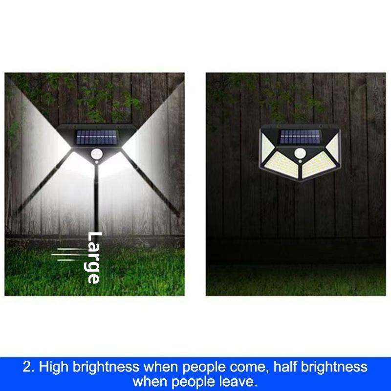 100 Led Solar Wall Lights Pir Motion Sensor Wall Light Outdoor Waterproof Ip65 Solar Powered For Fence Post Yard Pathway