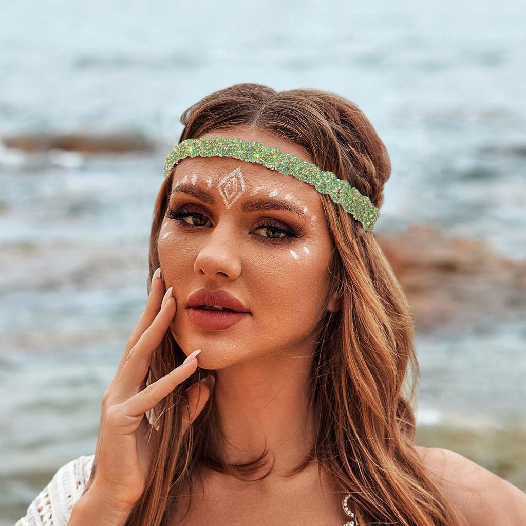 Crystal Hairband with Simple Headband for and Gift for Women Gold and Rhinestones, Fashionable, Classic, Parties, Dates, Concerts, More. (Free, Green)