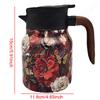 Kitchen Tea Kettle 800ml Retro Floral Tea Kettle Stainless Steel with Infuser Tea Separation Thermal Insulation Pot Wood Handle