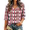 Top Casual da Donna con Scollo a V e Maniche 3/4 con Stampa Natalizia