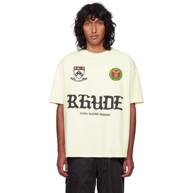 RHUDE Geometric Letter Print T-Shirt Mens Womens American Vintage Short Sleeve Tee