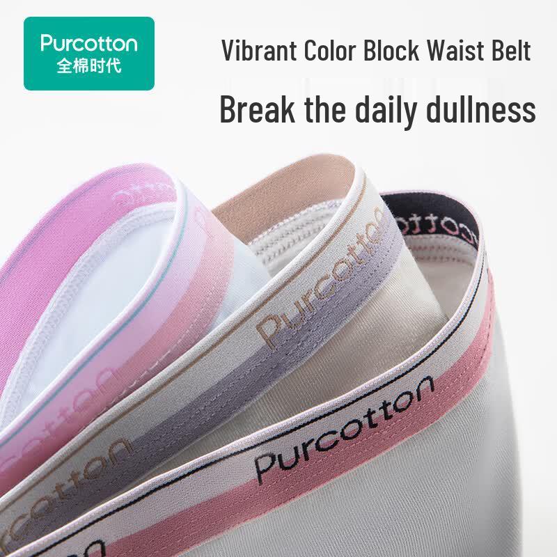 PurCotton Women's Color-block High-Cut Cotton Briefs 3-Pack