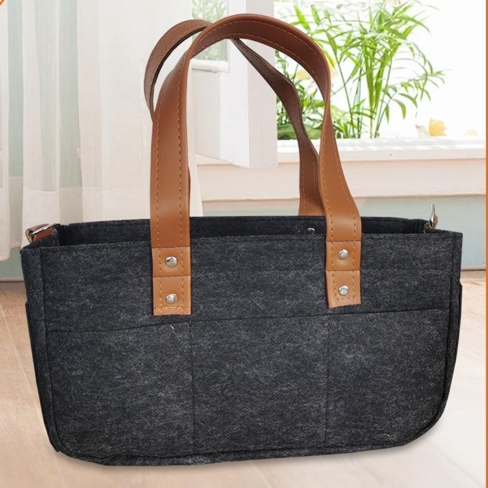 Large Capacity Felt Storage Carrier Easy Fold with Handle Diaper Storage Bag Felt Material Multi-Pocket Nursery Organizer Basket