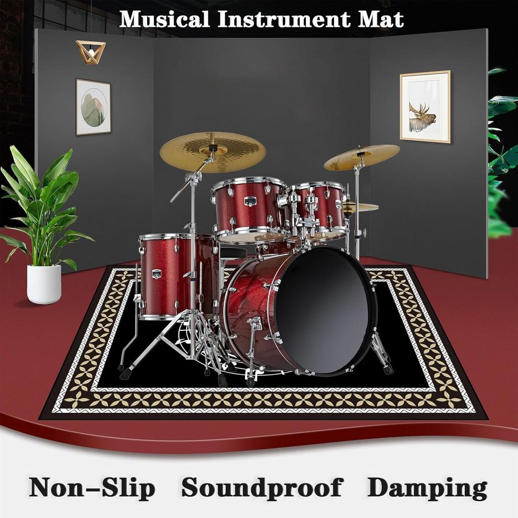 Musiknoten Teppich, Schalldämmende Bühnen Teppichmatten Teppiche für Schalldämmung Bass Trommeln Snare Elektronische Jazz Musikalische Boden