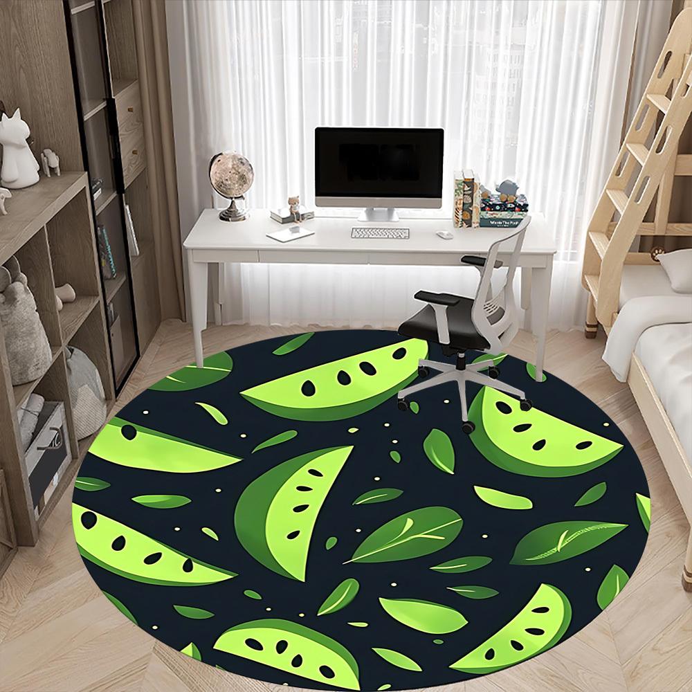 1pc Watermelon Pattern Office Round Rug, Carpet for Office, Gaming, Lightweight Round Floor Mat Yy260205068
