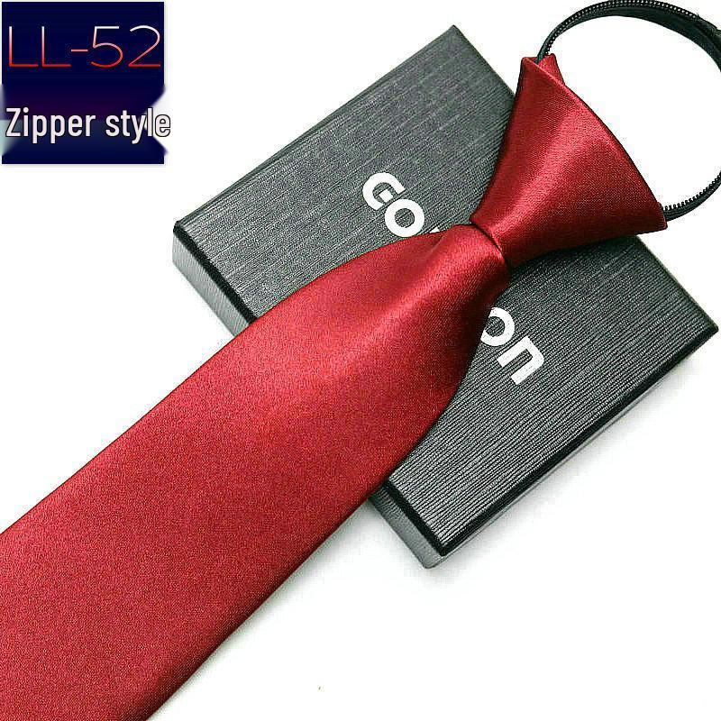 Men's No-Iron Zipper Striped Formal Tie with Logo, 8cm