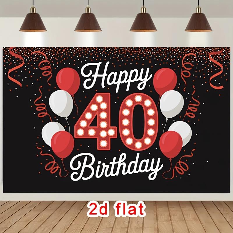A 2D flat banner with a vibrant design specially created for a 40th birthday celebration event made of polyester material