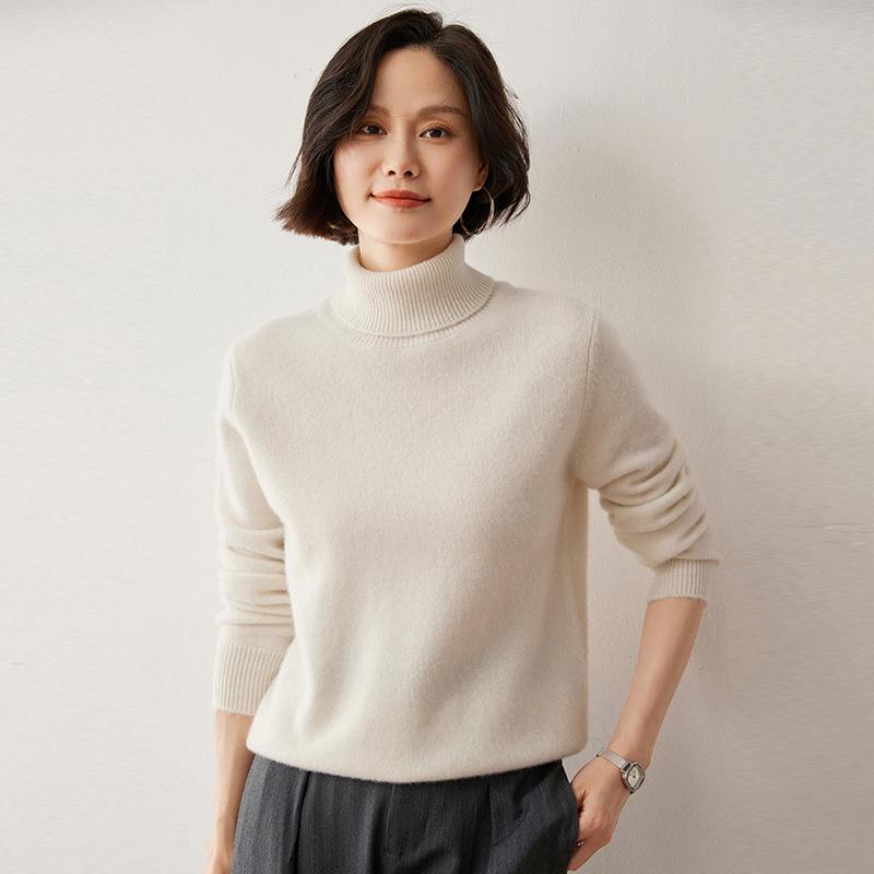 2024 Autumn/Winter Women's Cashmere High Neck Loose Knit Pullover