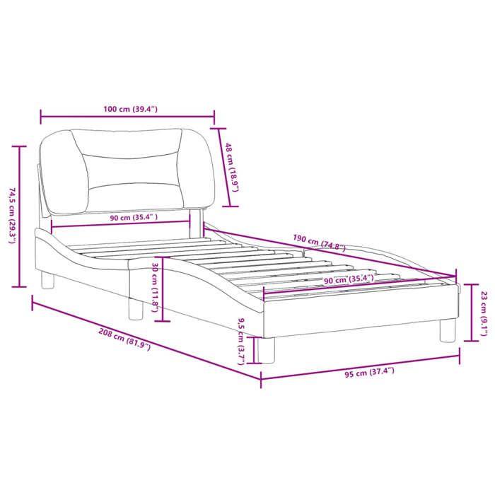 VidaXL Cadre de Lit avec Tête de Lit, Lit Rembourré, Sommier à Lattes, Lit Simple, Lit Adulte de Chambre à Coucher 3207743
