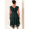 Chiffon Plus Size Dress With Collar Flounce