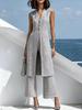 1116 European and American women's clothing Elegant gray long vest and pants two-piece suit
