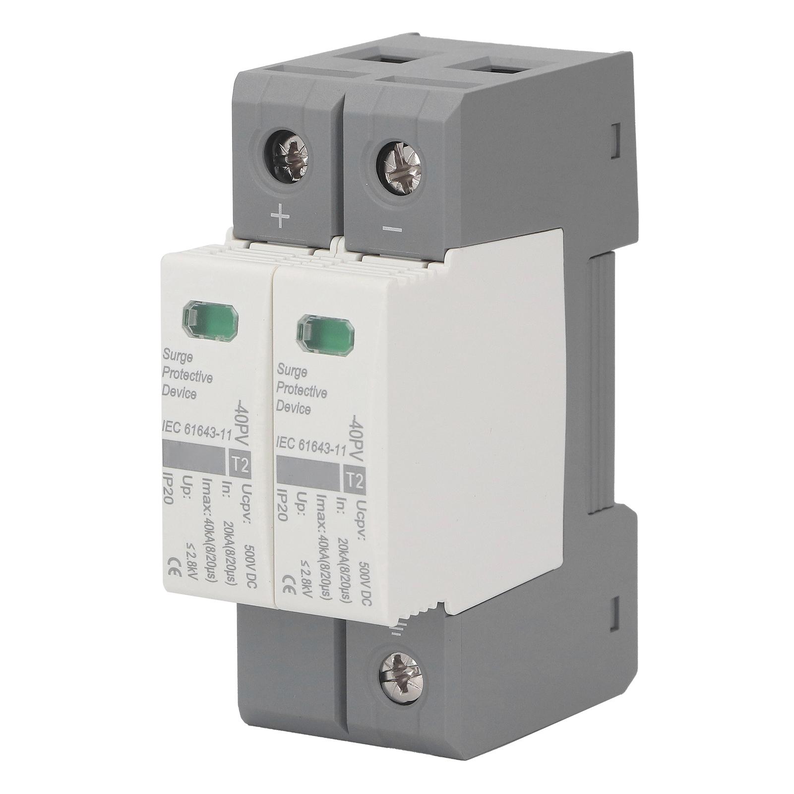 

2P Photovoltaic DC Voltage Surge Arrester Device Lightning Protection Circuit Breaker 500VDC 20‑40KA