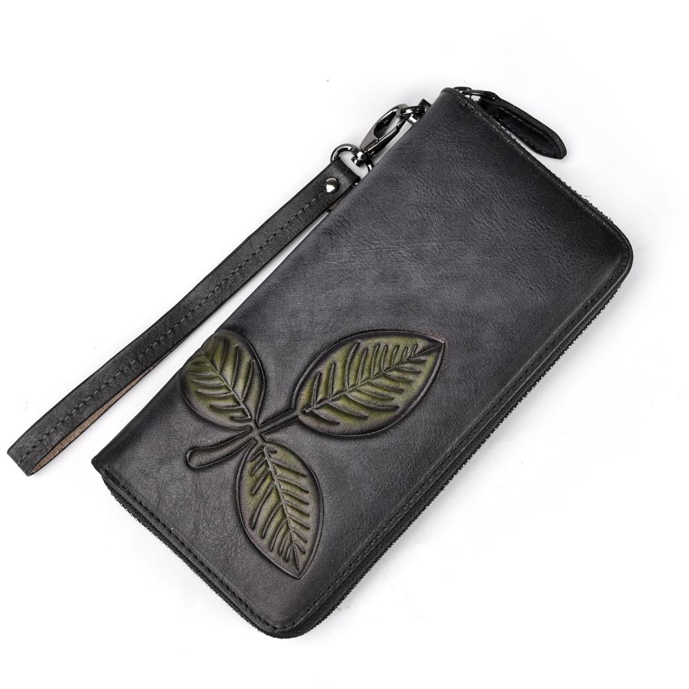 Johnature Vintage Leisure Wallet Card Holder Genuine Leather Long Women Wallets First Layer Cowhide Phone Purses