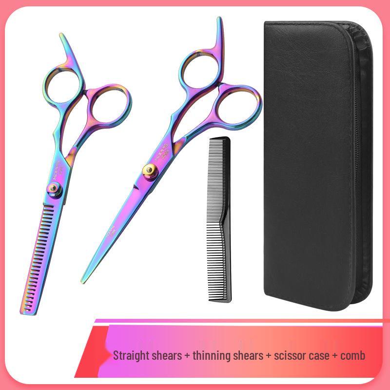 Multicolor Hairdressing Scissors Set: Serrated & Straight Shears for Cutting and Styling