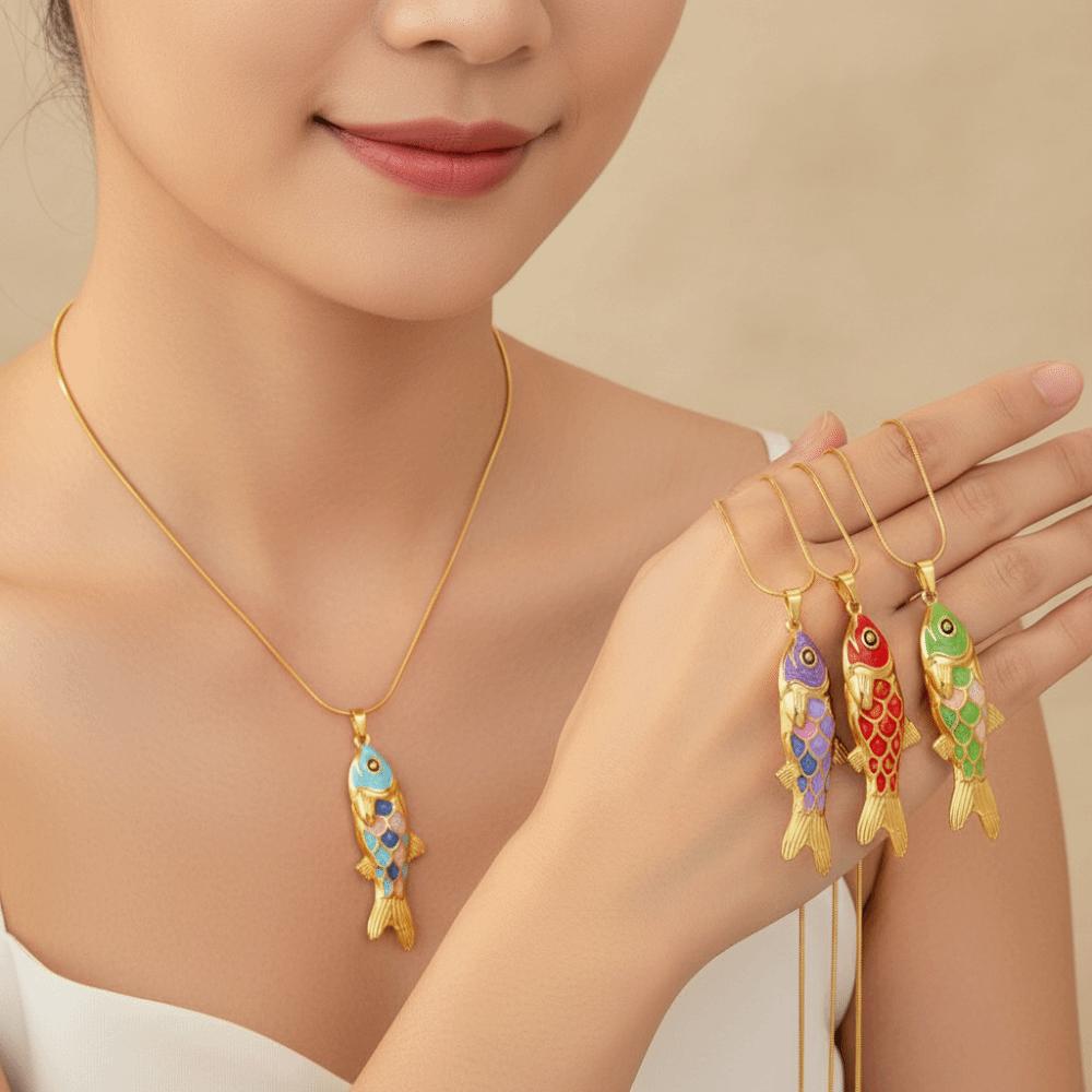 3D Charms Fish Pendant Necklace Snake Chain Marine Life Necklace Enamel Ocean Necklace  Classic