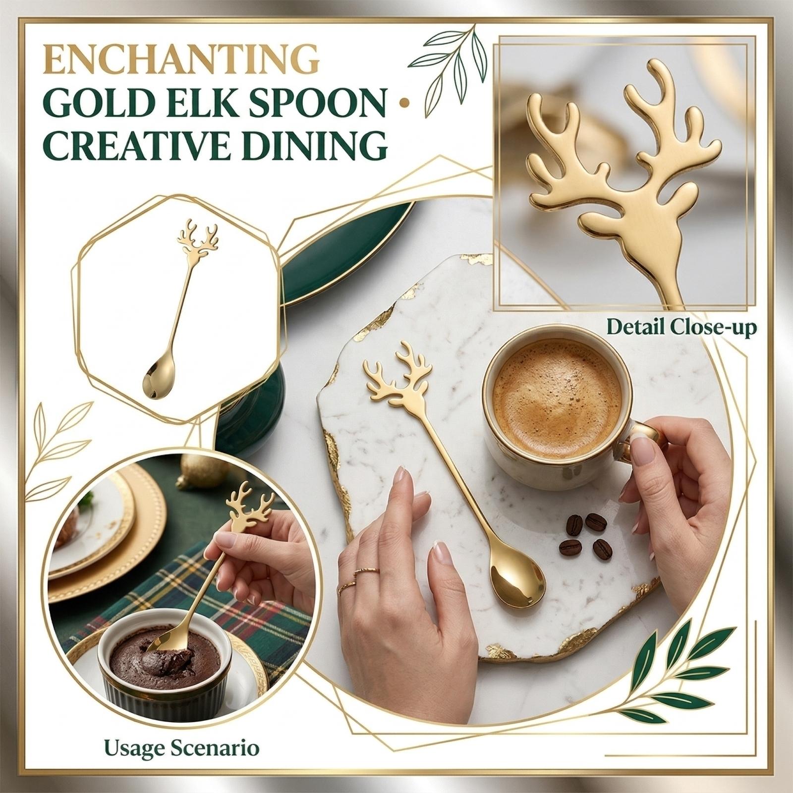 Home Stainless Steel Creative Elk Spoon One Size золотой