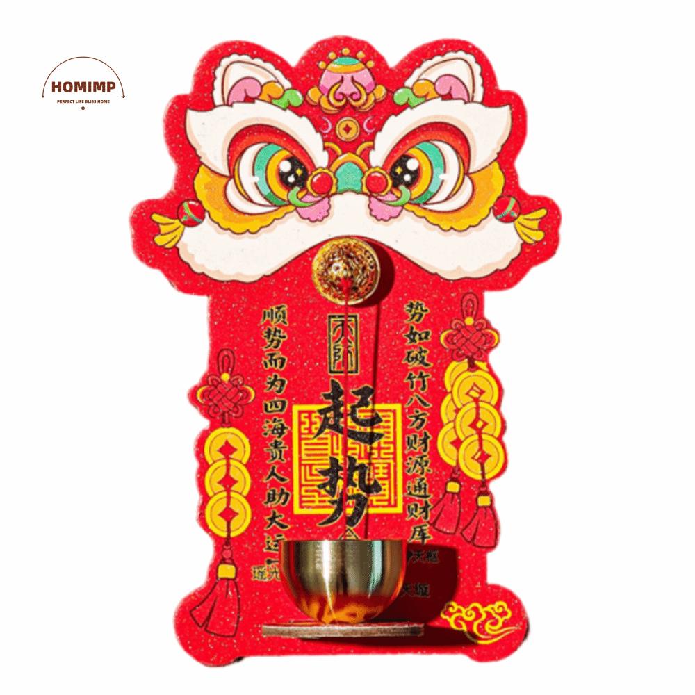 Creative Cartoon Lion Doorbell Magnetic Suction Red Entrance Door Bells Hanging Decoration Detachable Chinese New Year Ornament