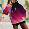 Women Plus Size Colorful Abstract Swirl Printed Long Sleeve Drawstring Hooded Pullover With Kangaroo Pocket