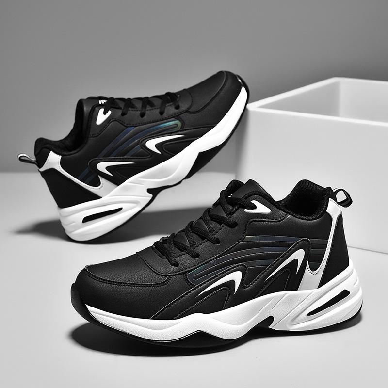 Autumn new basketball shoes fashion leather dad shoes student actual combat sports shoes platform running shoes