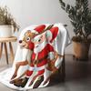 TU Santa Claus Reindeer Throw Blanket Christmas Holiday Festive Cozy Warm Bedspread Gift Decor