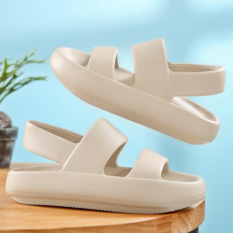

Новые женские сандалии на толстой подошве, летние модные сандалии с мягкой подошвой для пар и шлепанцы, легкая нескользящая пляжная обувь 40-41 бежевый