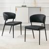 Dining Chair Set of 2 Modern Upholstered with Metal Frame, Ergonomic Backrest, Faux Leather Chair for Dining Room Living Room Kitchen - Chair Only