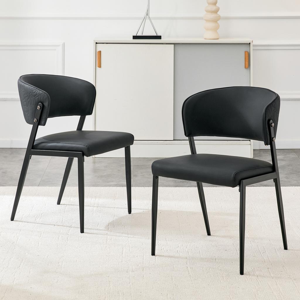 Dining Chair Set of 2 Modern Upholstered with Metal Frame, Ergonomic Backrest, Faux Leather Chair for Dining Room Living Room Kitchen - Chair Only