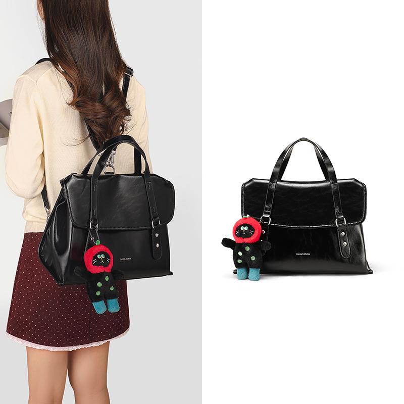 Bag women s new Korean version retro college style backpack women s high-end commuting shoulder messenger bag чёрный