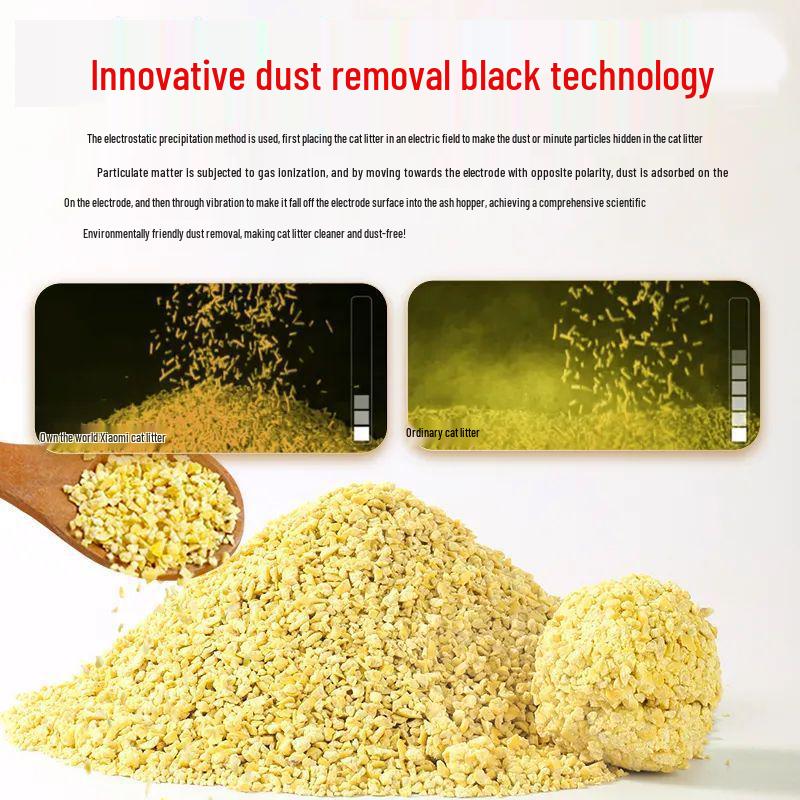 Xiaomi Tofu Cat Litter: Dust-Free, Clumping, Flushable, Small Particles.