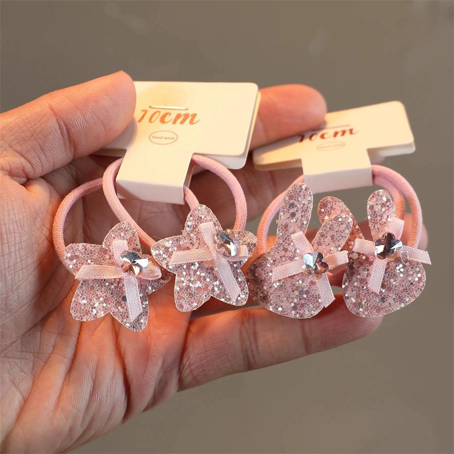 8PCS Pink Sparkling Diamond Rabbit Hair Accessory for Ladies, Cute Sequins, Star Hair Clip, Hair Loop, BB Clip, Bangs Hair Clip