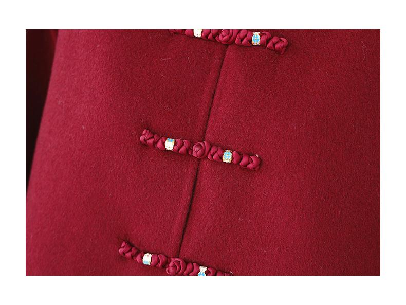 Year of the Rat Red Wool Coat with Cotton Padding, Mid/Elderly Autumn/Winter Little Xiang Style