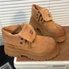 Spice Girls Wear~ Fashionable and Popular Short Boots 2025 Early Autumn New Products Cow Flip Skin Two Wear Martin Boots Secret