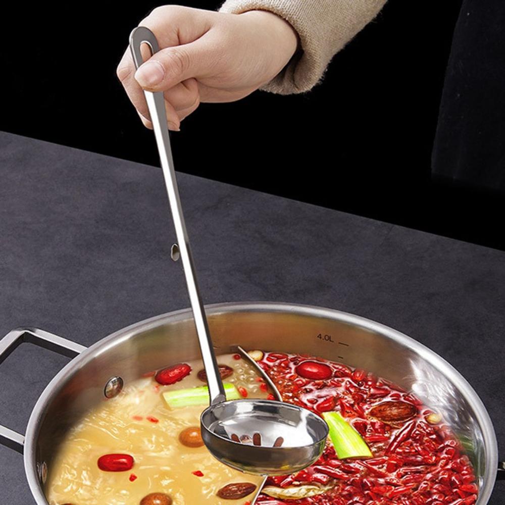 Cooking Dinnerware Stainless Steel Multifunction Soup Ladle Tableware Slotted Scoop Serving Spoon