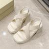 Coarse-heeled sandals women's new summer waterproof platform thick-soled square-toed high heels