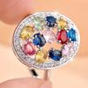 Luxury Silver Color Multi Color Zircon Oval Cluster Ring for Women Daily Wear and Party