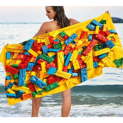 1pc Colorful Blocks Beach Towel  Lightweight & Soft Beach Blanket Suitable for Beach Swimming  Ideal Beach Essentials