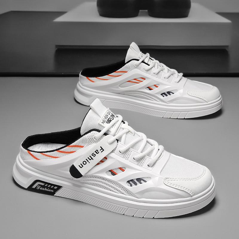 Sapatos Meio de Rede Respirável de Verão 2025 Para Homens Mules Sandálias Sapatilhas Sem Costas Mocassins Chinelos Homem Slides Sapatos Casuais Semicolados