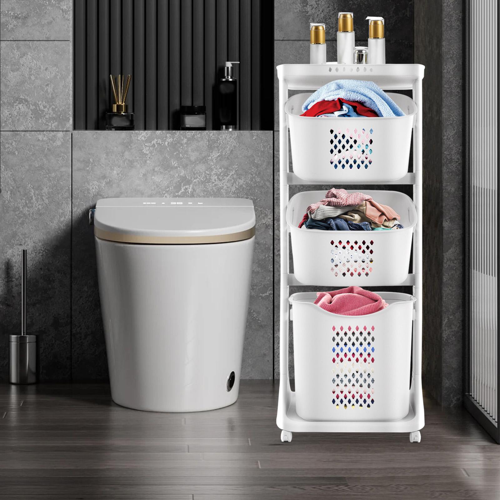 

Bymaocar Трехслойная Большая Конструкция Корзина для Белья Корзина для Хранения Грязной Одежды С 4 Колесами Для Кухонь, Ванных Комнат, Спален L белый