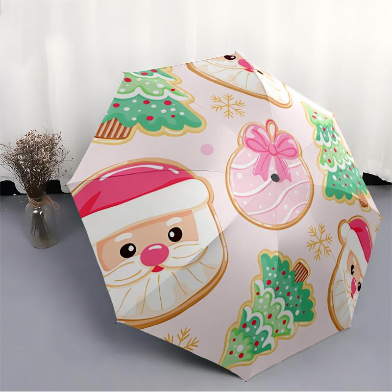 1pc Cookies Auto-Fold Umbrella with One-Touch Open/Close - 8 Reinforced Ribs for Windproof Stability, Yy251118166