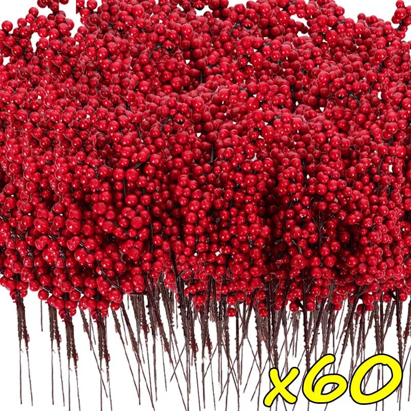 Artificial Red Foam Berries Bouquet Simulation Holly Berry Fake Flowers Xmas New Year Table Ornaments Indoor Outdoor Home Decor
