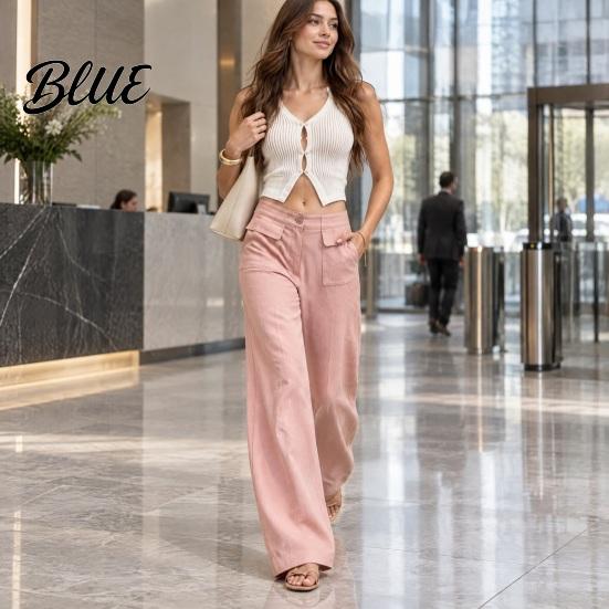 Casual Pants Women Straight Wide Leg Trousers Loose Fit Drapey High Waisted for Work Pants Solid Color Dressy Trousers Office Travel Comfortable