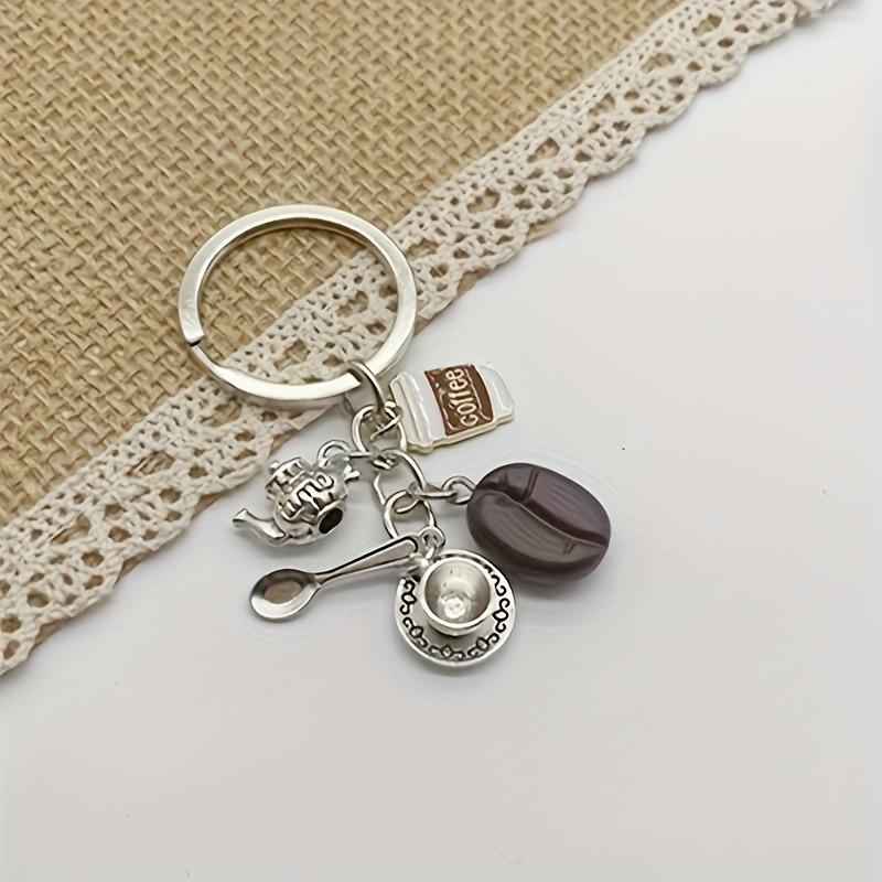 Coffee Lover Keychain: Bean Scoop, Cup, Pot, Machine - Perfect for Leisure