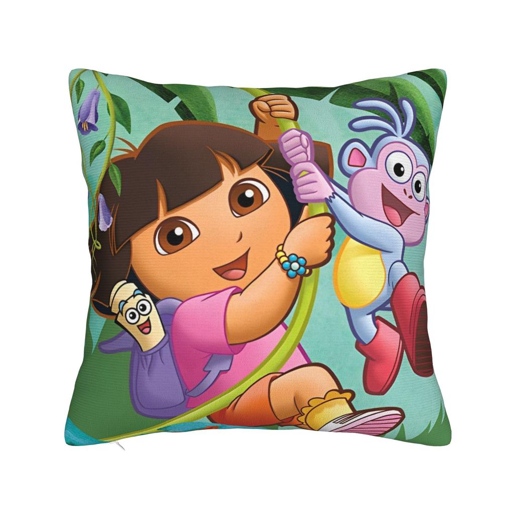 DDoras  and Boots Square Pillowcases Polyester Couch  Cushion Case Creative Decor Pillow Cover 4040