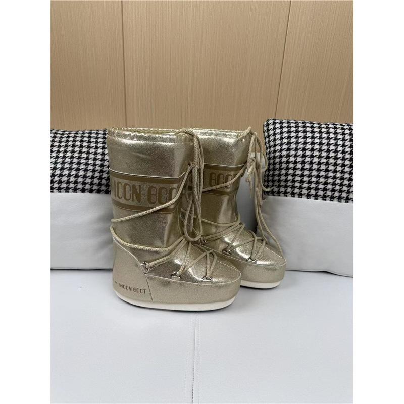 Wintermode Moon Boots Verdickte Thermohülle Baumwollstiefel Wasserdichte und rutschfeste Riemen Brotstiefel