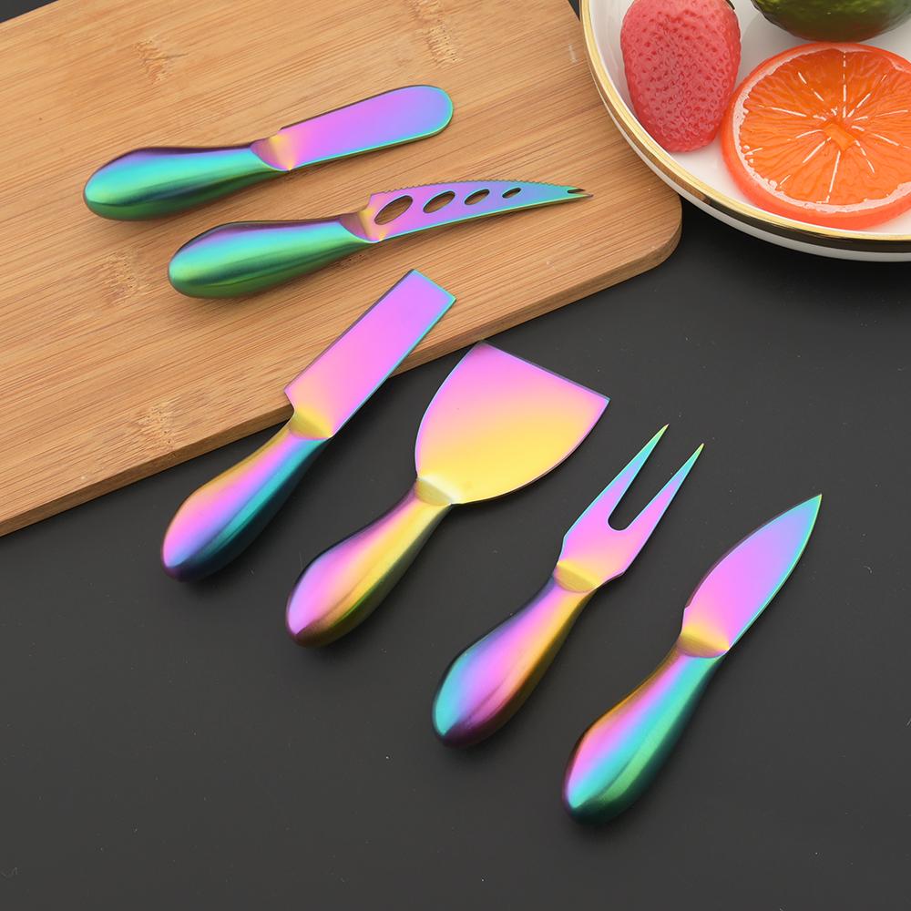 6Pcs/Set Matte Silver Mini Knife Fork Chisel For Butter Cheese Slicer Cutter Stainless Steel Cutlery Tool Kitchen Gadget