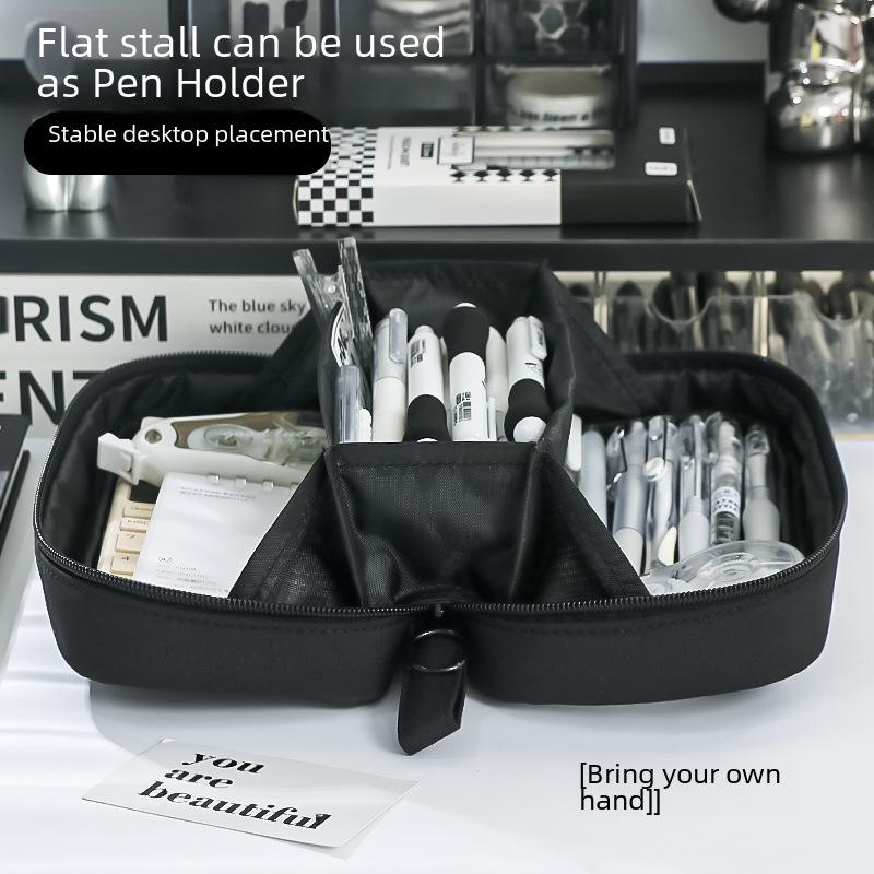 "2024 Volcano Transparent & Dirt-Resistant Pencil Case for Female Students - Large Capacity, High-Value Stationery Box"