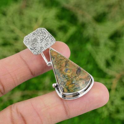 Daughters Day Deal Rhyolite Stone Engagement Birthday Pendant Sterling Silver