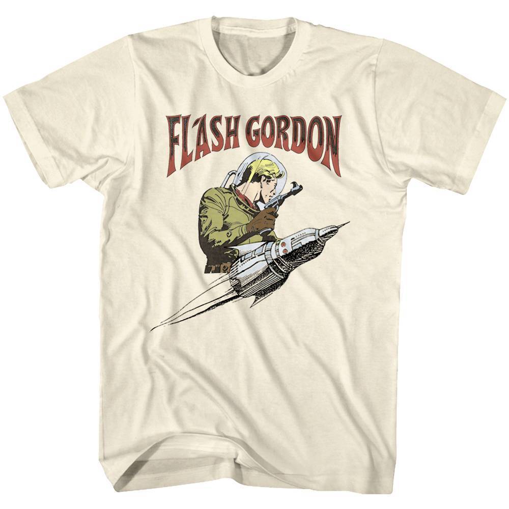 Flash Gordon Space Rocket Men T Shirt Pistol Vintage Comic Book Tee Adventure L